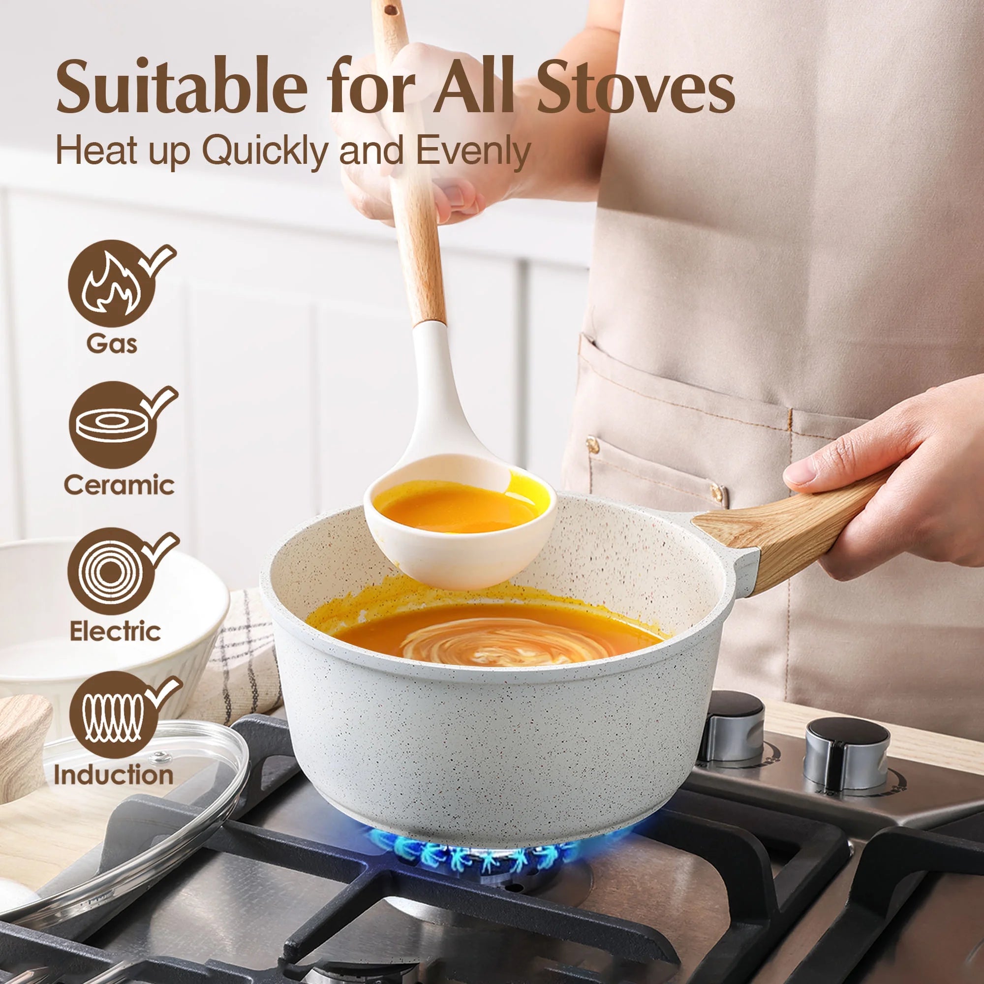 SENSARTE Ceramic Nonstick Pots and Pans Set,