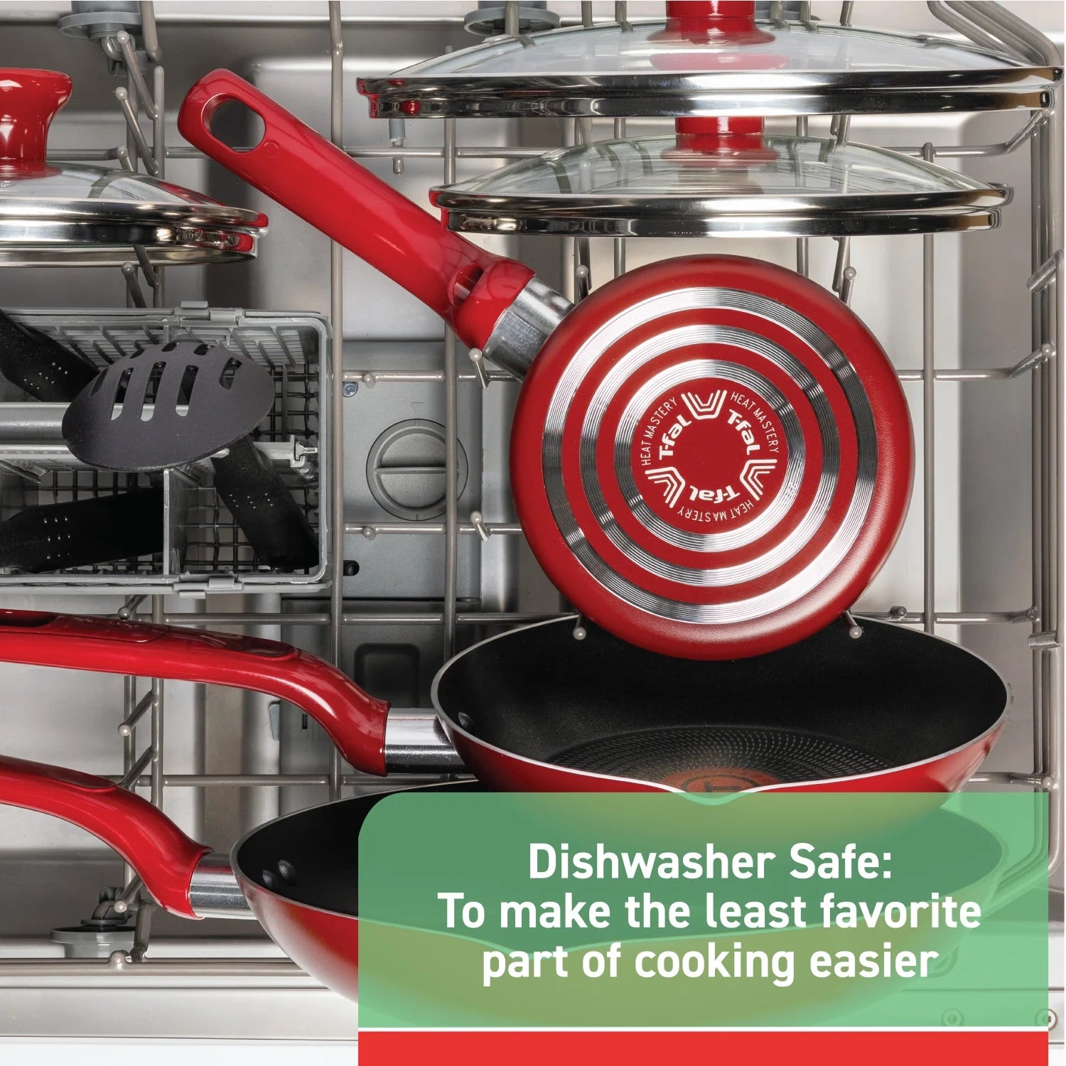 T-fal Easy Care 12-Piece Non-Stick Cookware Set Red