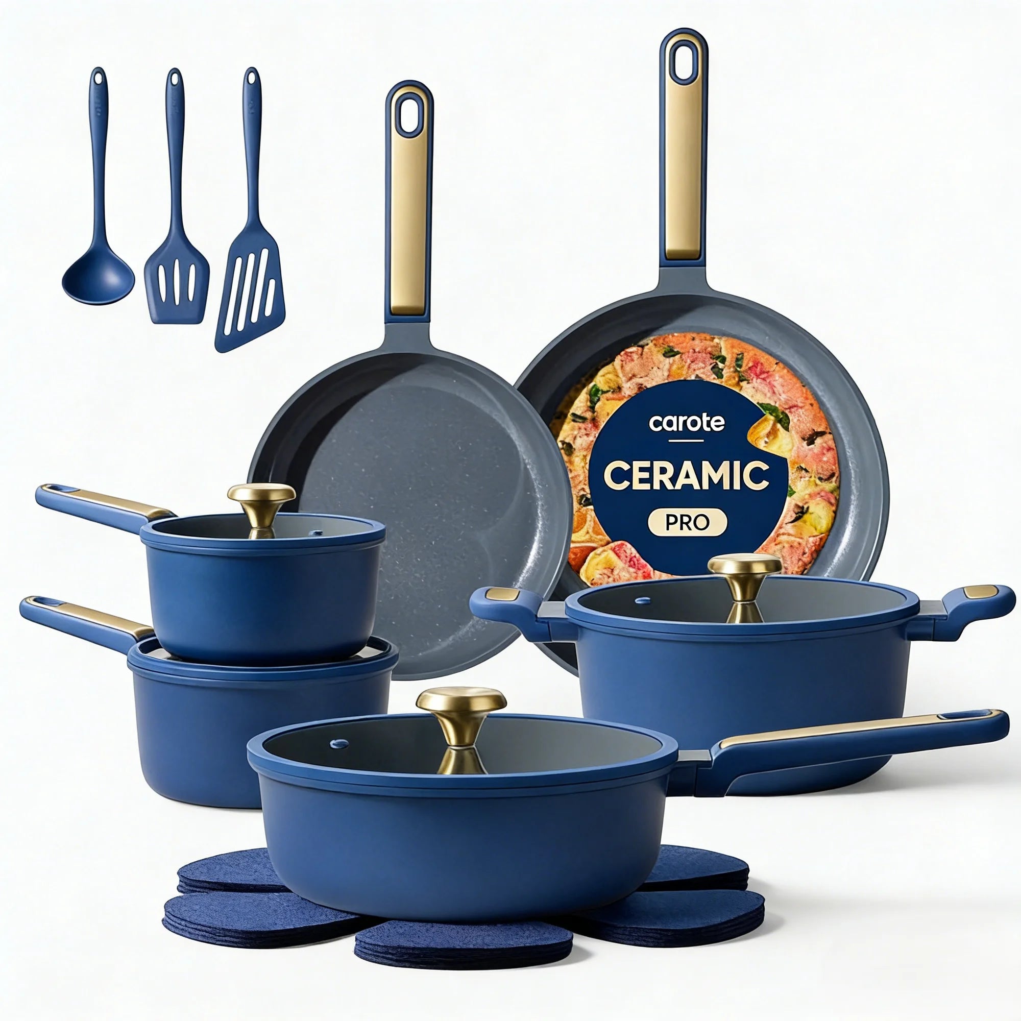 Carote 18-Piece Pots and Pans Set, Ceramic