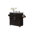 Hodedah Kitchen Cart with Spice Rack plus Towel Holder, Chocolate-Grey