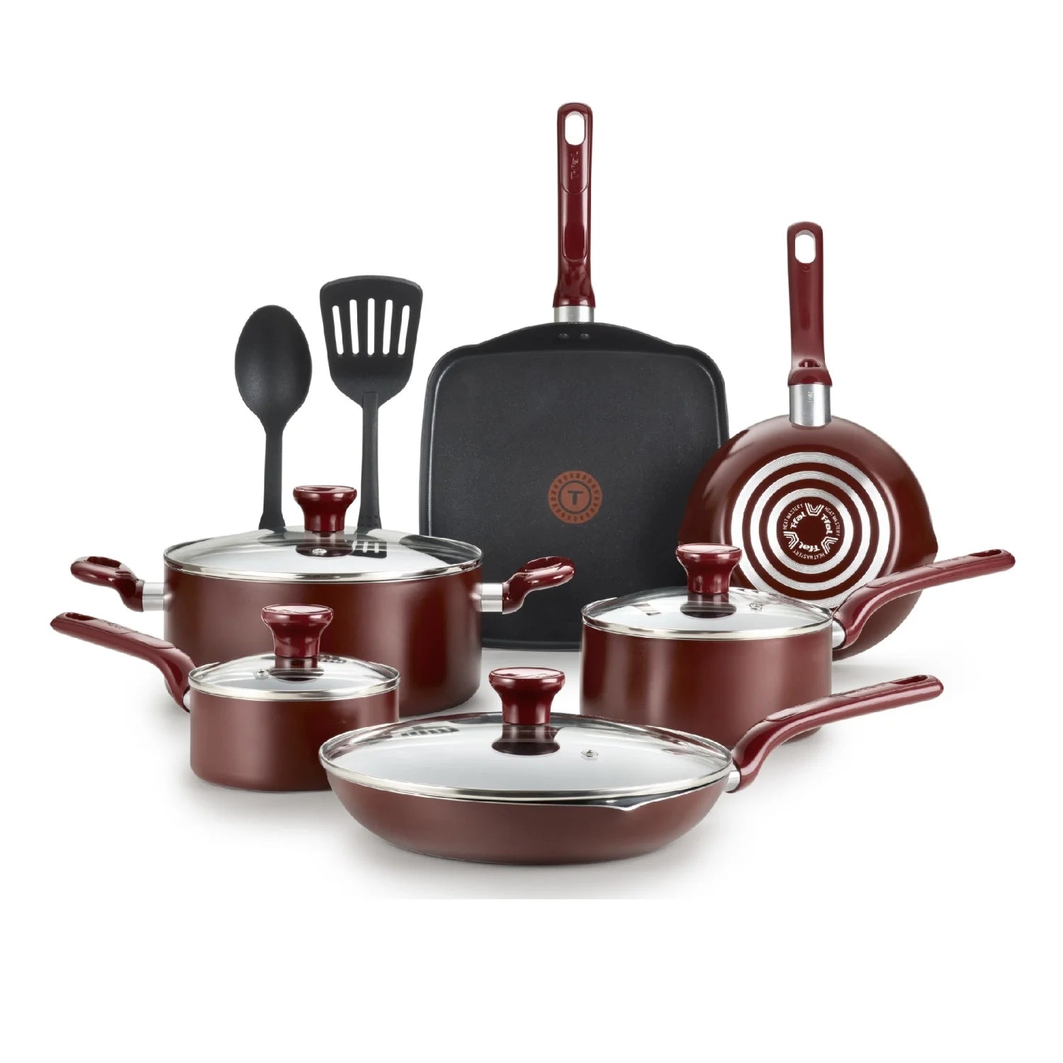 T-fal Easy Care 12-Piece Non-Stick Cookware Set Red