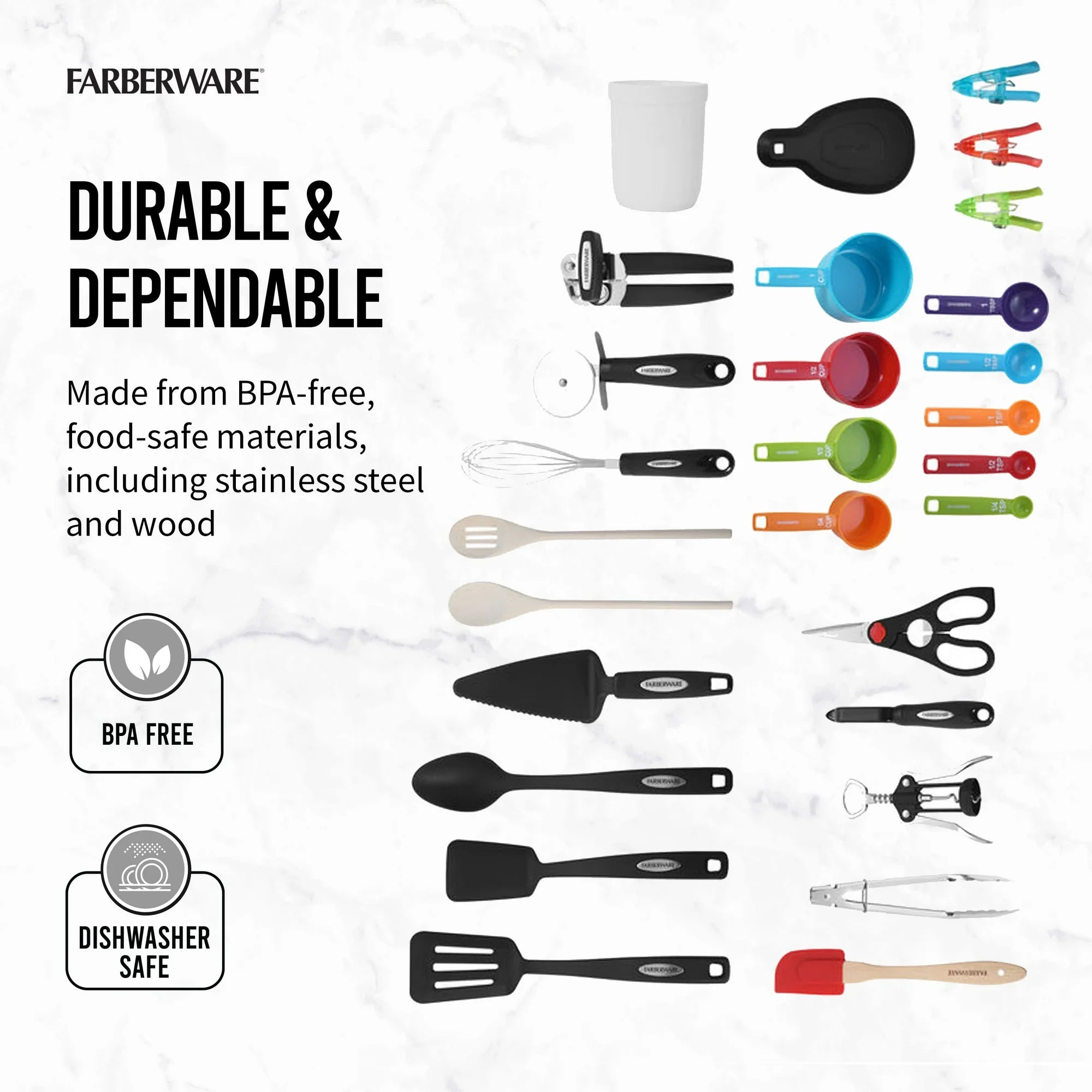 Farberware 28-Piece Kitchen Utensil & Gadget Set, Multicolor