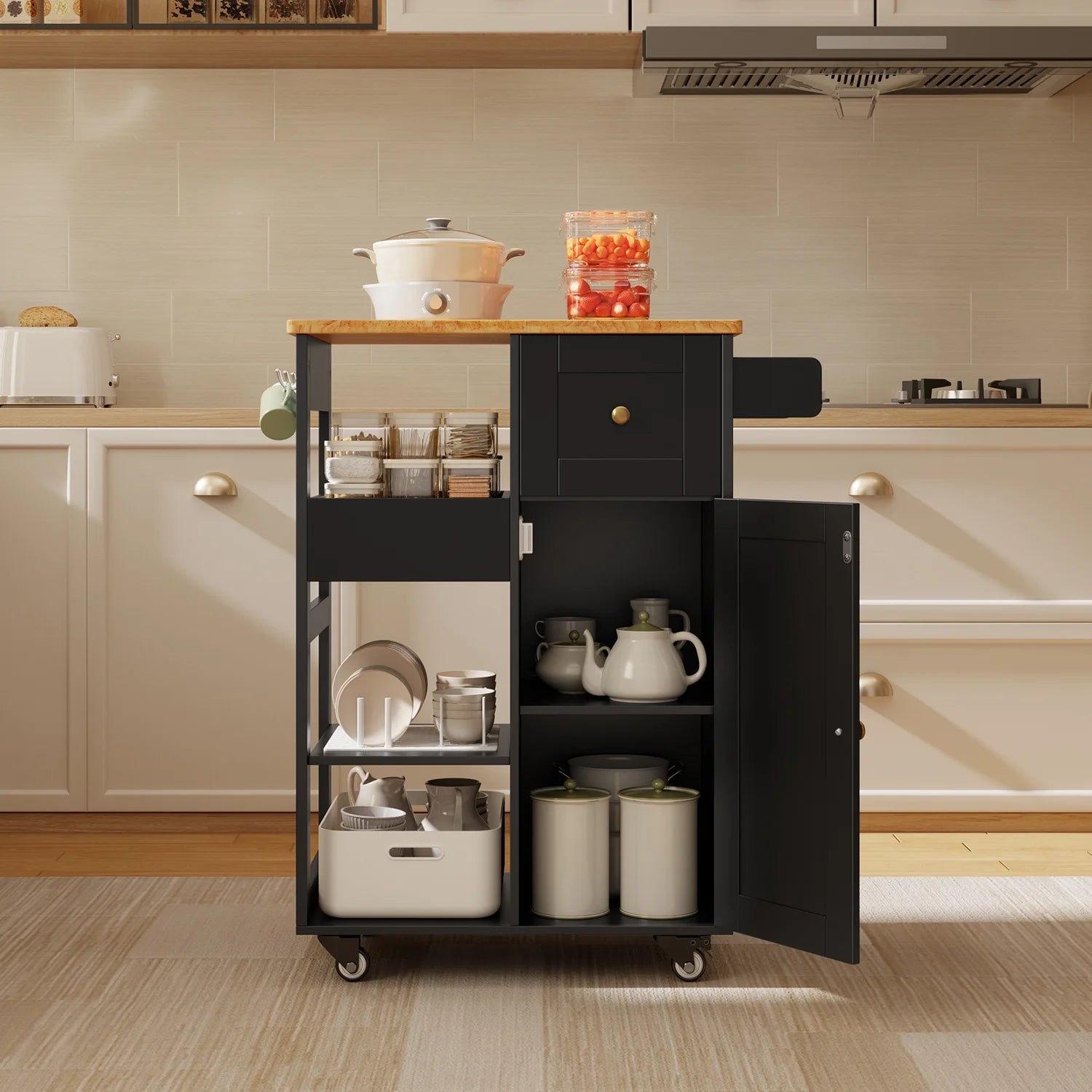 Kitchen Island Cart on Wheels, Asofer Bar Cart